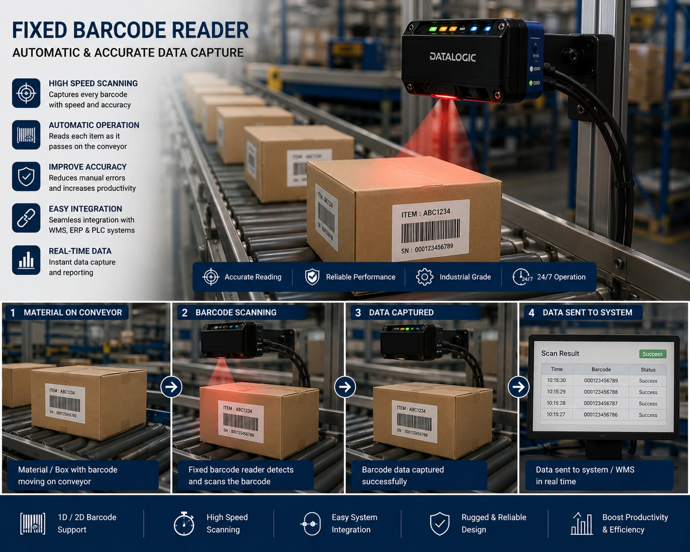 Fixed Industrial Barcode Scanner