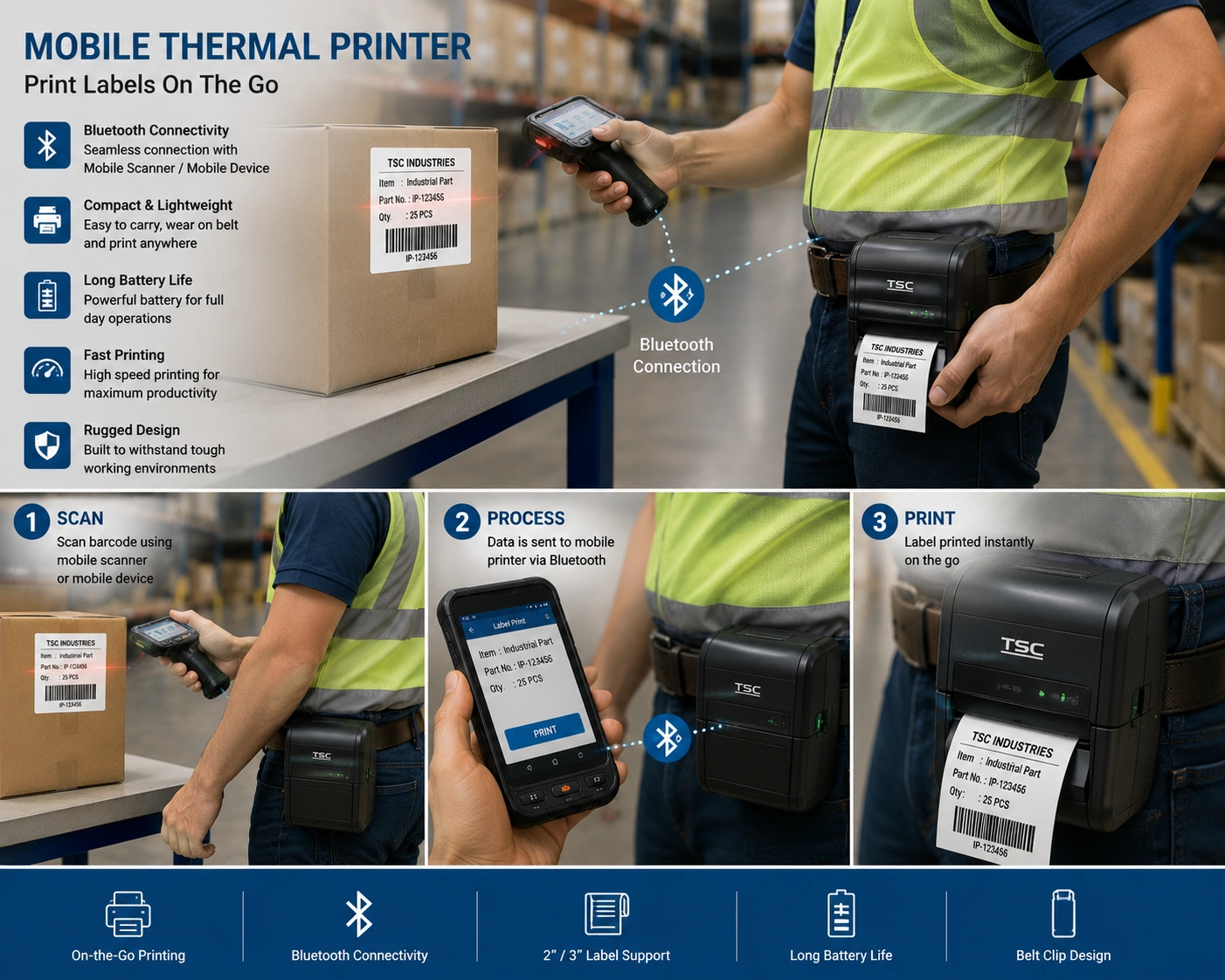 Portable Mobile Barcode Printer