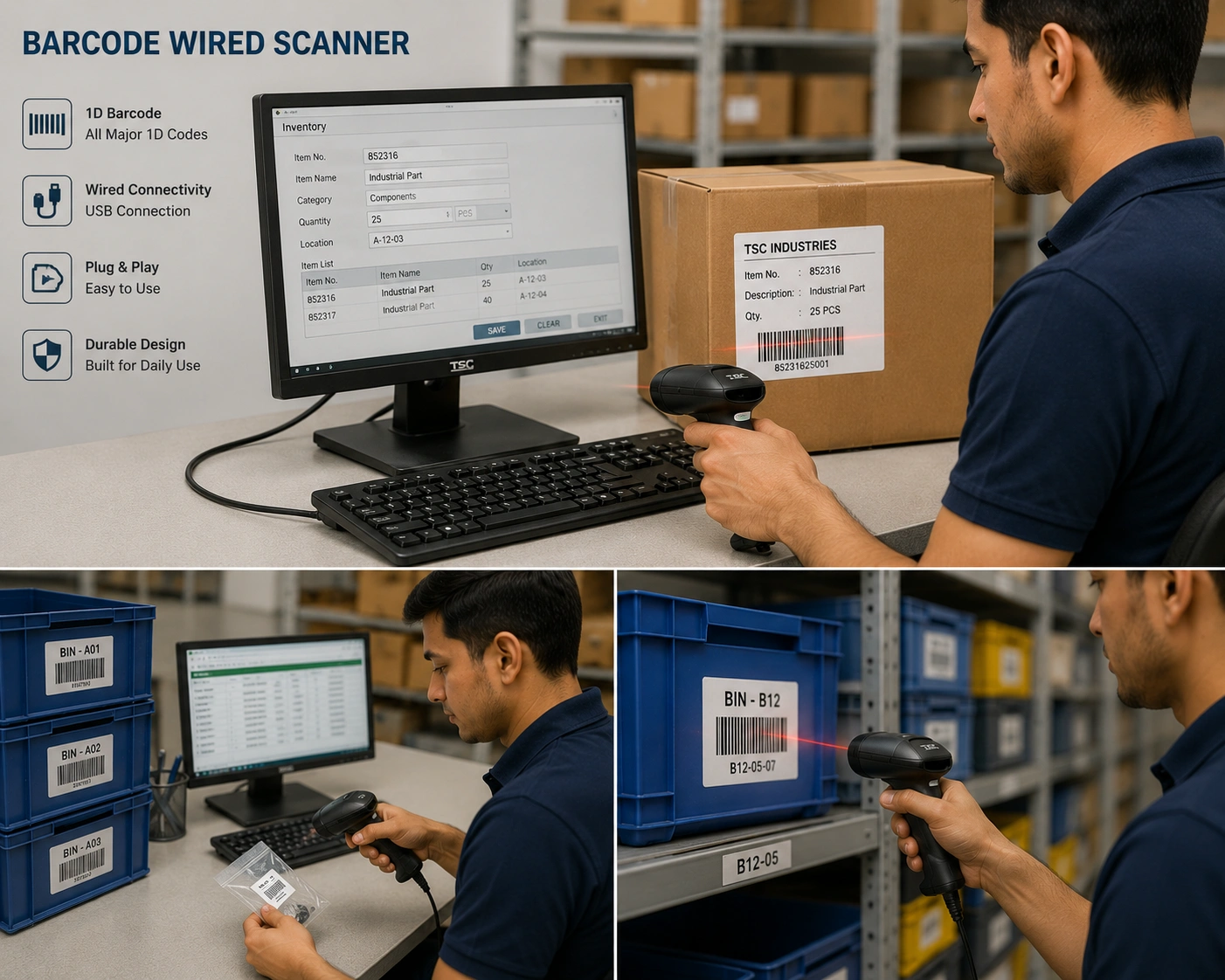 Industrial Wired Barcode Scanner